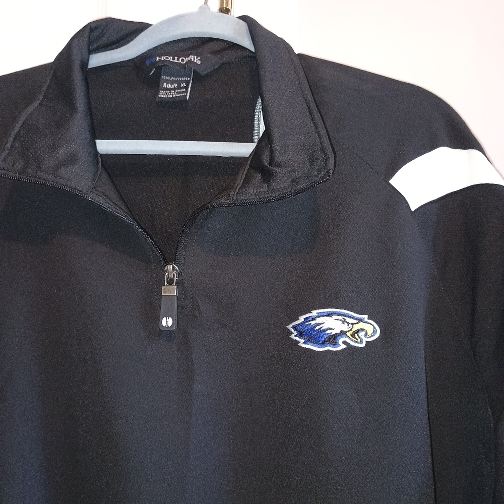 Holloway Men’s XL Eagles‎ Mascot Booster Club Jacket Black White Trim 1/4 Zip - Picture 6 of 16